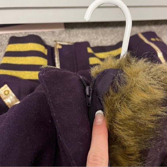 Vintage Y2K Coogi Embellished Purple & Gold Faux Fur Coat - Picture 12 of 14